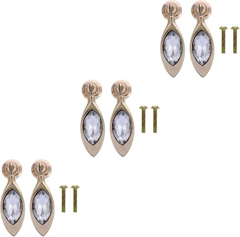 Crystal Knobs, 6 Pcs Gold Trim Home Furniture Cabinet Diamond Door Pull Handle, Zinc Alloy Home Glass Cabinet Knob in Saudi Arabia