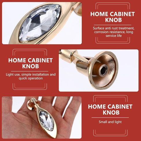 Crystal Knobs, 6 Pcs Gold Trim Home Furniture Cabinet Diamond Door Pull Handle, Zinc Alloy Home Glass Cabinet Knob in Saudi Arabia