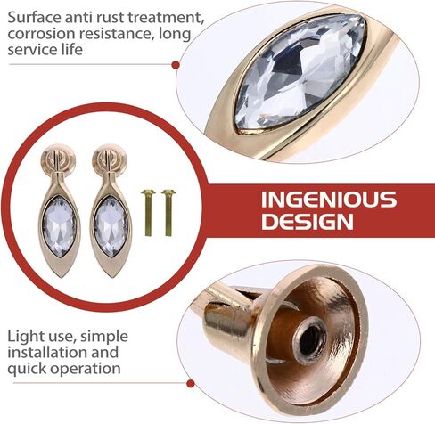 Crystal Knobs, 6 Pcs Gold Trim Home Furniture Cabinet Diamond Door Pull Handle, Zinc Alloy Home Glass Cabinet Knob in Saudi Arabia