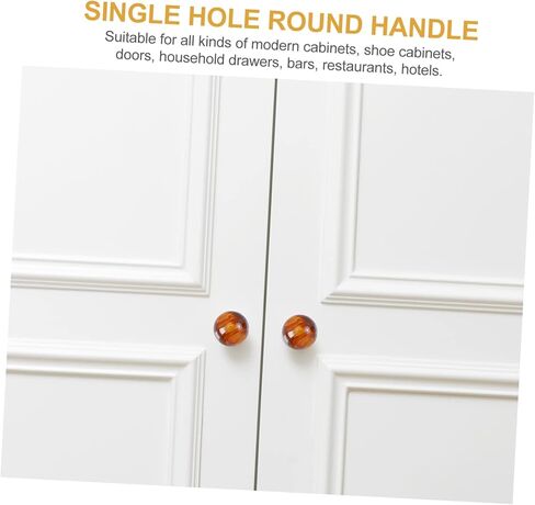 Crystal Knobs, 2pcs Amber Brass Wood Cabinet Round Vanity Tray Kitchen Dresser Furniture Door Knob(Brown) in Saudi Arabia
