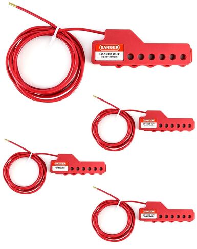 QWORK Versatile Cable Lockout Bundle (Set of 4) - Includes 7.9-ft Long, 1/8" Diameter Nylon Sheathed Metal Cable in Kuwait