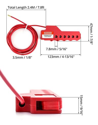 QWORK Versatile Cable Lockout Bundle (Set of 4) - Includes 7.9-ft Long, 1/8" Diameter Nylon Sheathed Metal Cable in Kuwait