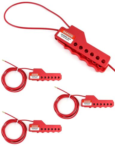 QWORK Versatile Cable Lockout Bundle (Set of 4) - Includes 7.9-ft Long, 1/8" Diameter Nylon Sheathed Metal Cable in Kuwait