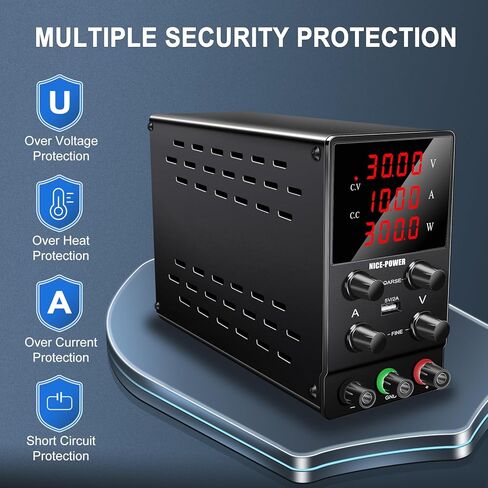 NICE-POWER DC مزود الطاقة المتغير: 30V 10A تبديل قابل للتعديل منظم عالي الدقة 4 أرقام شاشة LED 5V / 2A منفذ USB اختبار الرصاص إخراج وإدخال سلك الطاقة مقاعد البدلاء مختبر إمدادات الطاقة in Kuwait