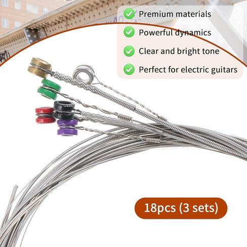 18Pcs Electric Guitar Strings Electric 6 Strings Set Steel Guitar e String E-1st B-2nd G-3rd D-4th A-5th E-6th, Stainless Steel Core in Kuwait