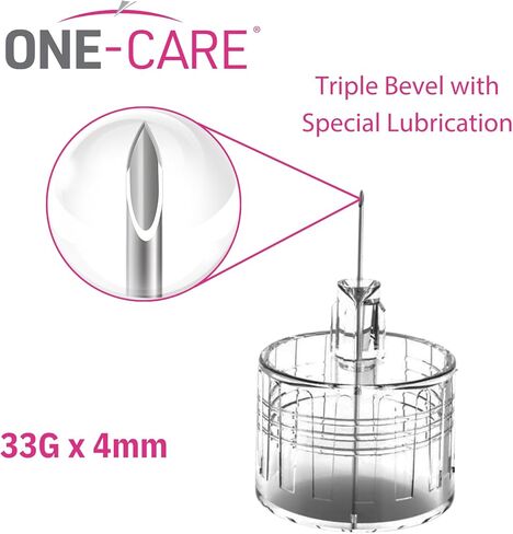 ONE-CARE Pen Tips 33G x 4 mm (5/32") – Ultra-Fine Design, Thin-Wall Flow Technology, Universal Twist-On Fit, Individually Sealed, 100 Count in Kuwait