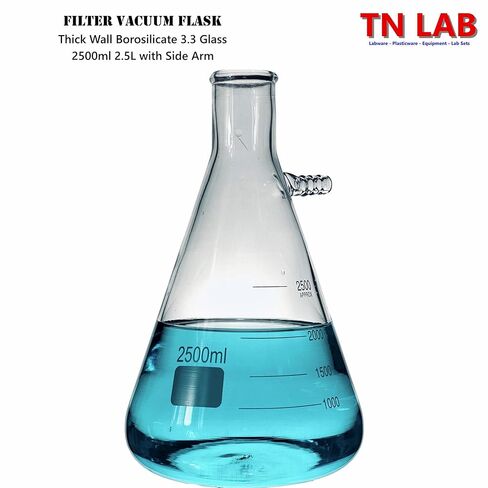 TN LAB 2.5L Filter Flask Thick-Wall Borosilicate 3.3 Glass Vacuum Flask 2500ml 2.5L 2.5-Liter in Kuwait