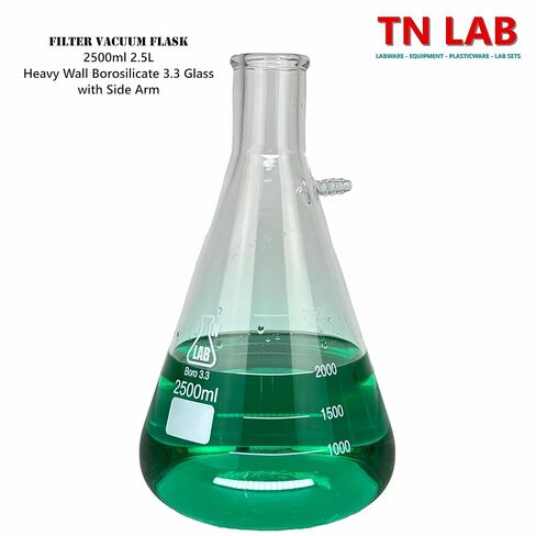 TN LAB 2.5L Filter Flask Thick-Wall Borosilicate 3.3 Glass Vacuum Flask 2500ml 2.5L 2.5-Liter in Kuwait