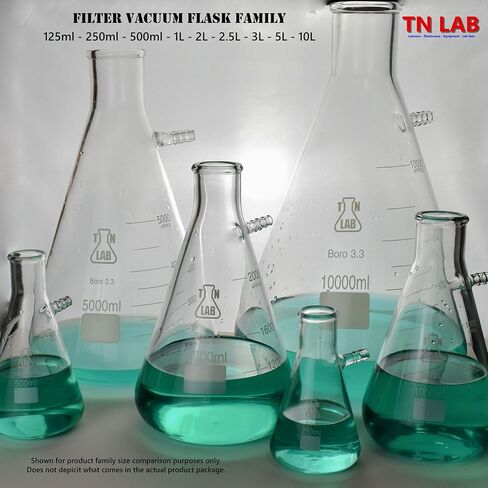TN LAB 2.5L Filter Flask Thick-Wall Borosilicate 3.3 Glass Vacuum Flask 2500ml 2.5L 2.5-Liter in Kuwait