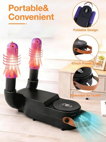 Hockey Glove Dryer, 48°C/118°F Constant Temp Warm Air with Dual Airflow, 0–120 Min Timer Auto Shutoff, Foldable Portable Heat Blower to Dry Hockey Gloves Fast & Help Reduce Odor in Kuwait