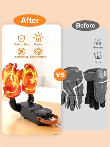 Hockey Glove Dryer, 48°C/118°F Constant Temp Warm Air with Dual Airflow, 0–120 Min Timer Auto Shutoff, Foldable Portable Heat Blower to Dry Hockey Gloves Fast & Help Reduce Odor in Kuwait