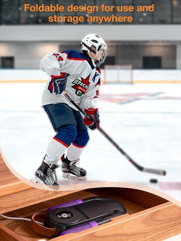 Hockey Glove Dryer, 48°C/118°F Constant Temp Warm Air with Dual Airflow, 0–120 Min Timer Auto Shutoff, Foldable Portable Heat Blower to Dry Hockey Gloves Fast & Help Reduce Odor in Kuwait