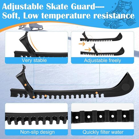 Ice Skate Guards Kit, 2 in 1 - Ice Skating Guards Skate Blade Covers for Figure Hockey Skates (Black, L) in Kuwait