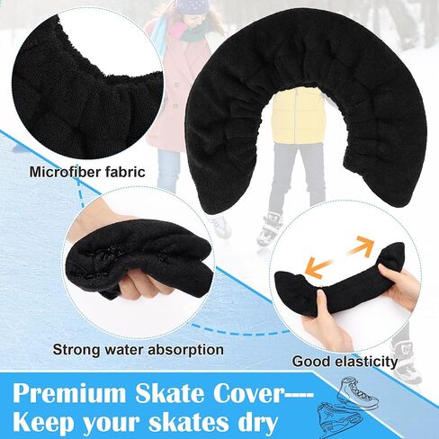 Ice Skate Guards Kit, 2 in 1 - Ice Skating Guards Skate Blade Covers for Figure Hockey Skates (Black, L) in Kuwait