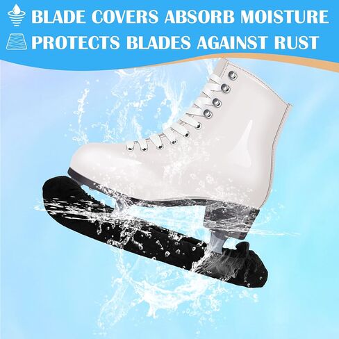 Ice Skate Guards Kit, 2 in 1 - Ice Skating Guards Skate Blade Covers for Figure Hockey Skates (Black, L) in Kuwait