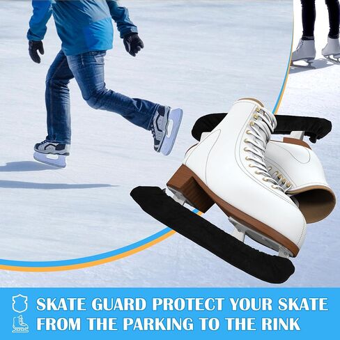 Ice Skate Guards Kit, 2 in 1 - Ice Skating Guards Skate Blade Covers for Figure Hockey Skates (Black, L) in Kuwait