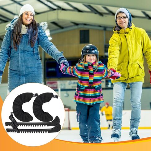 Ice Skate Guards Kit, 2 in 1 - Ice Skating Guards Skate Blade Covers for Figure Hockey Skates (Black, L) in Kuwait