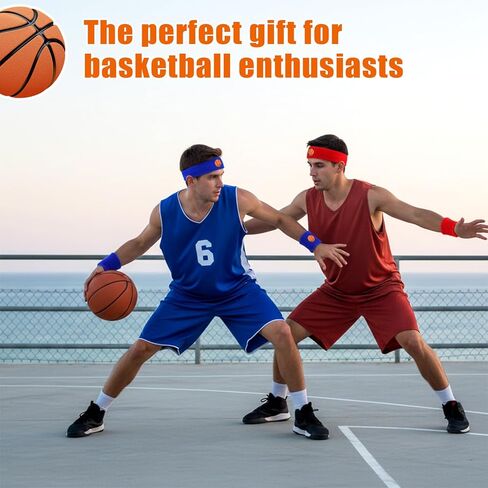 6 Pcs Basketball Headband, Sports Fan Sports Headband Wristband Set Including 4 Wristband and 2 Headbands Moisture Wicking Athletic Terry Cloth Sweat Absorbing Head Band for Workout in Saudi Arabia