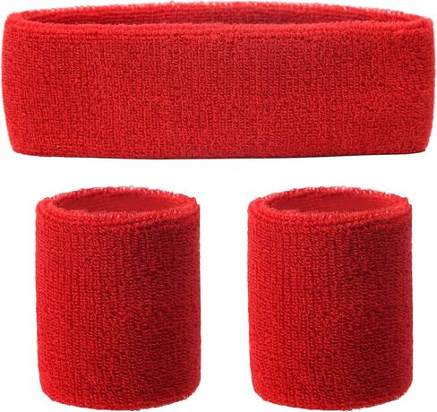 Solid Dark Red Color Sweat Band Headbands and Wrist Bands Set, Sweatbands for Men Women, Moisture Wicking Head Band, Football Wristbands,Sports Headband for Running Workout in Saudi Arabia