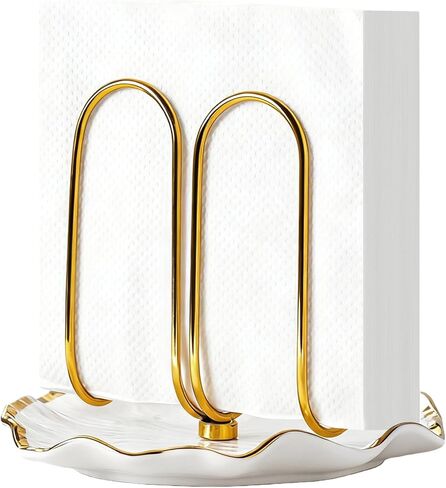 Modern Standing Napkin Holder for Table， Ceramic Gold Napkin Holders for Christmas Paper Napkins， Xmas Cocktail Tissue Dispenser,Servilleteros para Mesas for kitchen, dining, counter tops, outdoors in Saudi Arabia