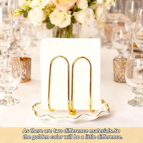 Modern Standing Napkin Holder for Table， Ceramic Gold Napkin Holders for Christmas Paper Napkins， Xmas Cocktail Tissue Dispenser,Servilleteros para Mesas for kitchen, dining, counter tops, outdoors in Saudi Arabia