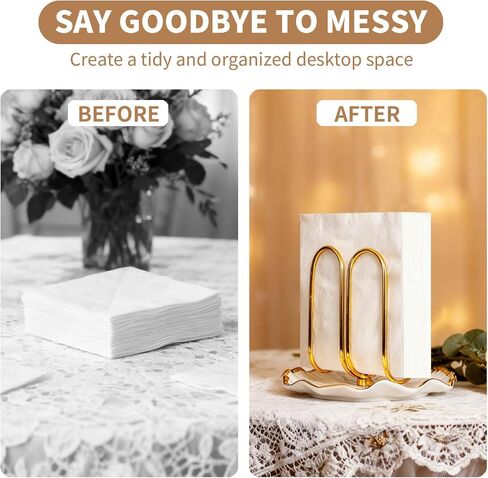 Modern Standing Napkin Holder for Table， Ceramic Gold Napkin Holders for Christmas Paper Napkins， Xmas Cocktail Tissue Dispenser,Servilleteros para Mesas for kitchen, dining, counter tops, outdoors in Saudi Arabia