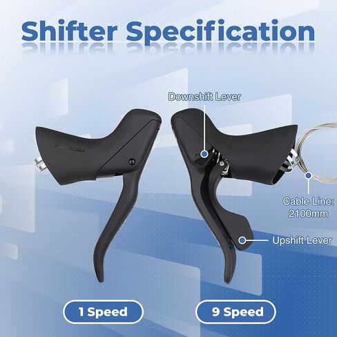 L-TWOO Road Bike Groupset 1 x 9 Speed Includes Bike Shifter Set and Rear Derailleur Bicycle Shifter Set with Shifter Lever for Road Bicycle Compatible with Shimano in Kuwait