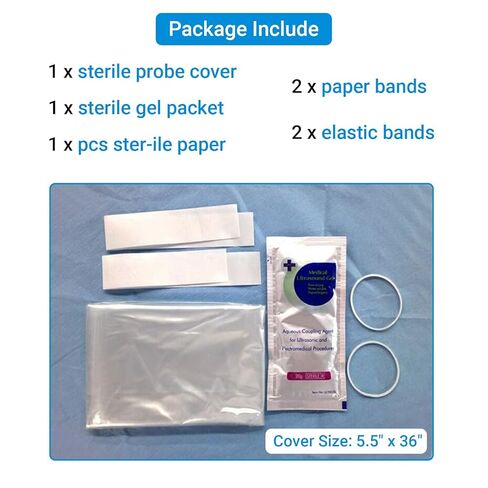 Ultrasound Probe Cover - Transducer Cover Latex-Free Sterile Disposable Large Clear, 5.5"x 36", Individual Packaging (5) in Kuwait
