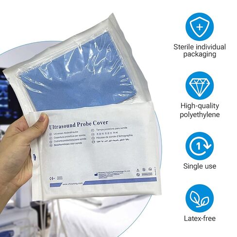 Ultrasound Probe Cover - Transducer Cover Latex-Free Sterile Disposable Large Clear, 5.5"x 36", Individual Packaging (5) in Kuwait