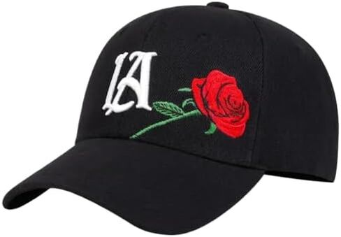 LA Rose Embroidered Baseball Cap for Men and Women – Adjustable Durable Polyester Dad Hat, Breathable Stylish Sun Hat in Saudi Arabia