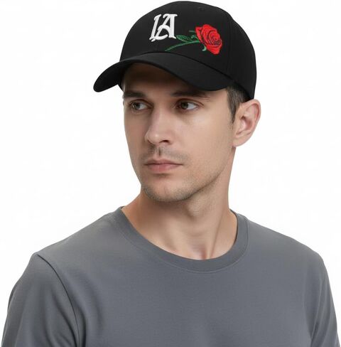 LA Rose Embroidered Baseball Cap for Men and Women – Adjustable Durable Polyester Dad Hat, Breathable Stylish Sun Hat in Saudi Arabia