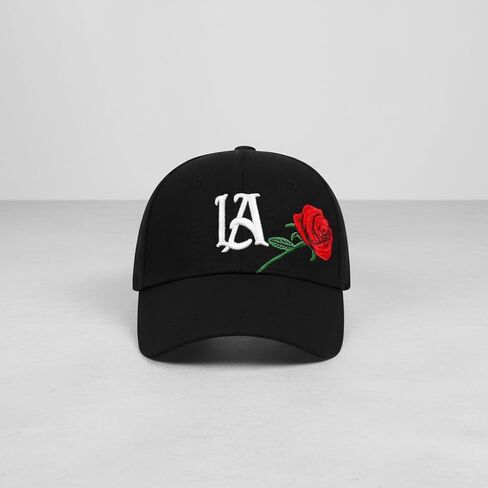 LA Rose Embroidered Baseball Cap for Men and Women – Adjustable Durable Polyester Dad Hat, Breathable Stylish Sun Hat in Saudi Arabia