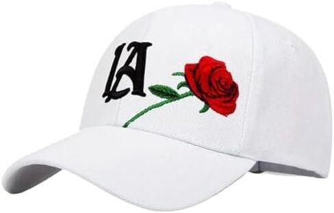 LA Rose Embroidered Baseball Cap for Men and Women – Adjustable Durable Polyester Dad Hat, Breathable Stylish Sun Hat in Saudi Arabia