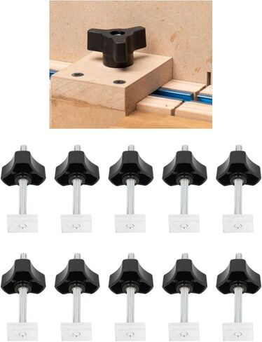 10 Set T Track Bolts, 8mm Thread Bolts and Nuts Stainless Steel T Track Accessories for Woodworking Positioning and Fixing in Saudi Arabia