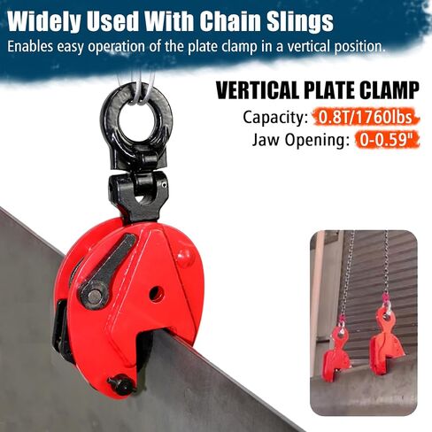 Vertical Plate Lifting Clamp,1760lbs Capacity Heavy Duty Steel Plate Clamp 0.8T with 0.8 Inch Jaw Opening, Industrial Lifting Clamp for Sheet Metal and Steel Plate Handling in Saudi Arabia