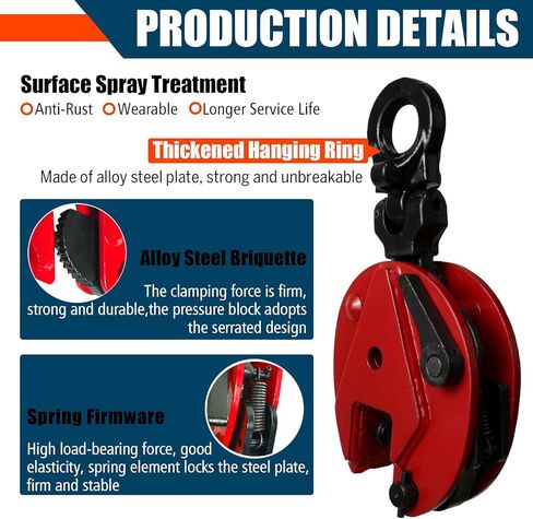 Vertical Plate Lifting Clamp,1760lbs Capacity Heavy Duty Steel Plate Clamp 0.8T with 0.8 Inch Jaw Opening, Industrial Lifting Clamp for Sheet Metal and Steel Plate Handling in Saudi Arabia