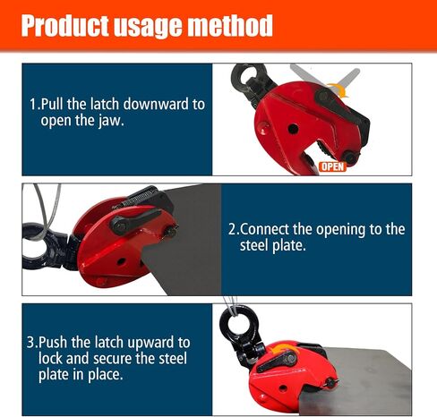 Vertical Plate Lifting Clamp,1760lbs Capacity Heavy Duty Steel Plate Clamp 0.8T with 0.8 Inch Jaw Opening, Industrial Lifting Clamp for Sheet Metal and Steel Plate Handling in Saudi Arabia