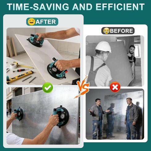 Wayona 2 حزمة من أكواب الشفط شديدة التحمل للنوافذ الزجاجية، أداة يدوية لشفط البلاط مقاس 8 بوصات مع مقياس ضغط جوي، سعة رفع 882 رطلًا للزجاج والسيراميك الكبير، معتمدة من CE in Kuwait