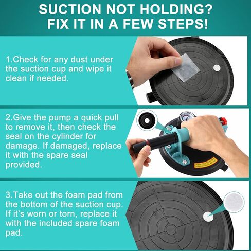 Wayona 2 حزمة من أكواب الشفط شديدة التحمل للنوافذ الزجاجية، أداة يدوية لشفط البلاط مقاس 8 بوصات مع مقياس ضغط جوي، سعة رفع 882 رطلًا للزجاج والسيراميك الكبير، معتمدة من CE in Kuwait