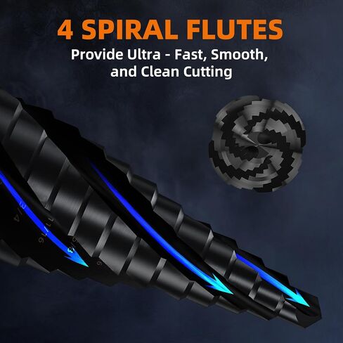 1/4"-3/4" Step Drill Bit for Metal, Four Spiral Flute M35 Cobalt Drill Bit, 1/4" Hex Shank Quick Change Unibit Step Bits for Stainless Steel, Copper, Aluminum, Wood, Plastic in Saudi Arabia