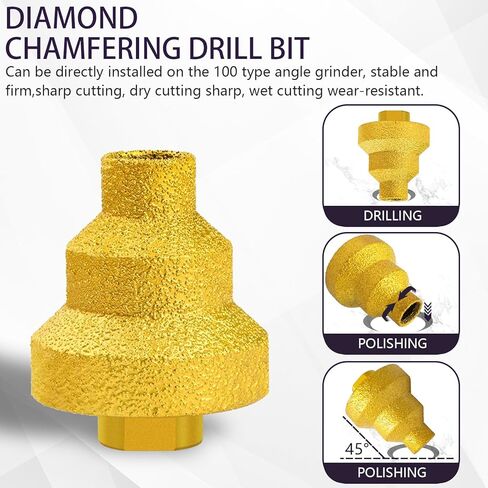 (2Pcs) Diamond Step Hole Opener 20mm 35mm 50mm - M10 Thread Drill Bit for Marble, Granite, Tile & Concrete Drilling in Kuwait