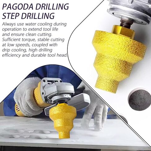 (2Pcs) Diamond Step Hole Opener 20mm 35mm 50mm - M10 Thread Drill Bit for Marble, Granite, Tile & Concrete Drilling in Kuwait