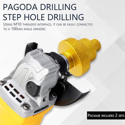 قطعتان من رؤوس المثقاب الأساسية الماسية 3 في 1 - فتاحة فتحات 20 مم/ 35 مم/ 50 مم مع خيط M10 وقضيب تحويل للرخام والبلاط والخرسانة والجرانيت والكوارتزيت in Kuwait