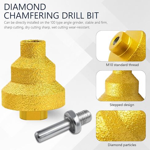 قطعتان من رؤوس المثقاب الأساسية الماسية 3 في 1 - فتاحة فتحات 20 مم/ 35 مم/ 50 مم مع خيط M10 وقضيب تحويل للرخام والبلاط والخرسانة والجرانيت والكوارتزيت in Kuwait