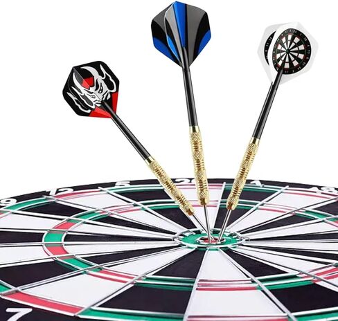 Yotsuba Steel Tip Darts, 18 Pack Professional Metal Dart Set with 24 Flights (8 Patterns), Darts for Dart Board in Kuwait