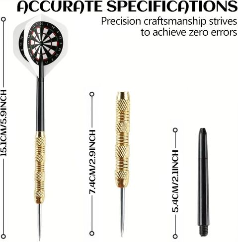 Yotsuba Steel Tip Darts, 18 Pack Professional Metal Dart Set with 24 Flights (8 Patterns), Darts for Dart Board in Kuwait