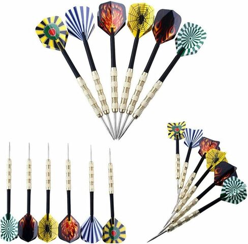 Yotsuba Steel Tip Darts, 18 Pack Professional Metal Dart Set with 24 Flights (8 Patterns), Darts for Dart Board in Kuwait