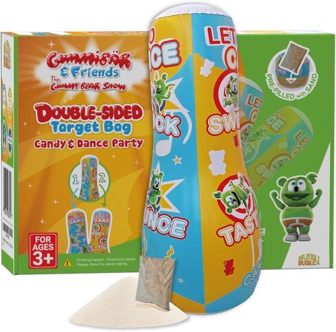INFLATABLE DUDES Target Bag - Double-Sided - Gummibär & Friends 47 Inches | Kids Punching Bag | Already Filled with Sand | Gummy Bear Bop Bag | Gummibar | Punching Bag for Kids – (Officially Licensed) in Kuwait