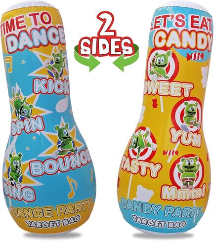 INFLATABLE DUDES Target Bag - Double-Sided - Gummibär & Friends 47 Inches | Kids Punching Bag | Already Filled with Sand | Gummy Bear Bop Bag | Gummibar | Punching Bag for Kids – (Officially Licensed) in Kuwait