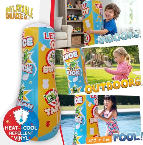 INFLATABLE DUDES Target Bag - Double-Sided - Gummibär & Friends 47 Inches | Kids Punching Bag | Already Filled with Sand | Gummy Bear Bop Bag | Gummibar | Punching Bag for Kids – (Officially Licensed) in Kuwait